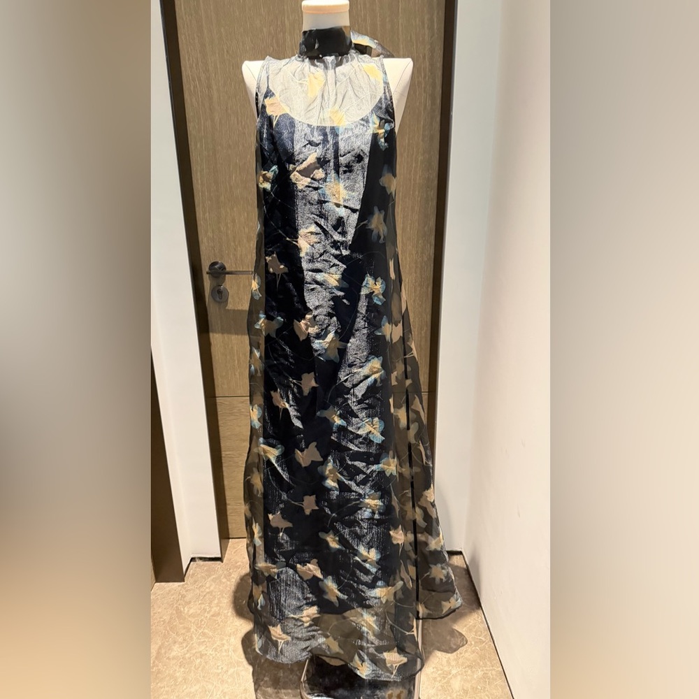 Staud Sheer Floral Overlay Maxi Dress - Black Floral - Picture 2 of 8
